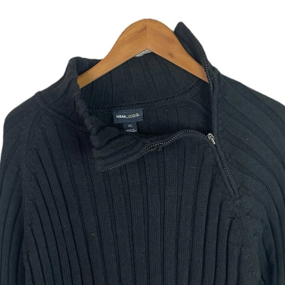 B17 Men’s H&M L.O.G.G Trendy Ribbed Zipper Neckline Pullover Sweater XL - Picture 3 of 5